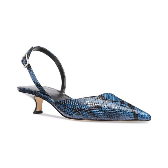 Michael Kors Luna Kitten Sling Pumps Blue Snake Size 7.5 MSRP $149 - Picture 3 of 3